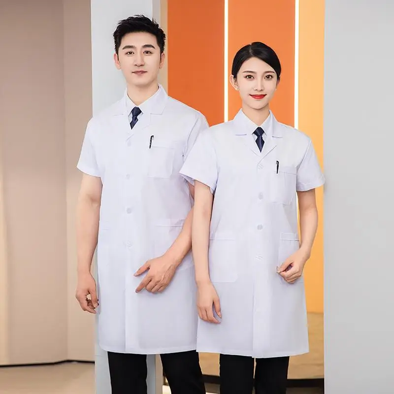 Women Lab Coat Set Light Blue Medical Professional Summer Suit - Image 7