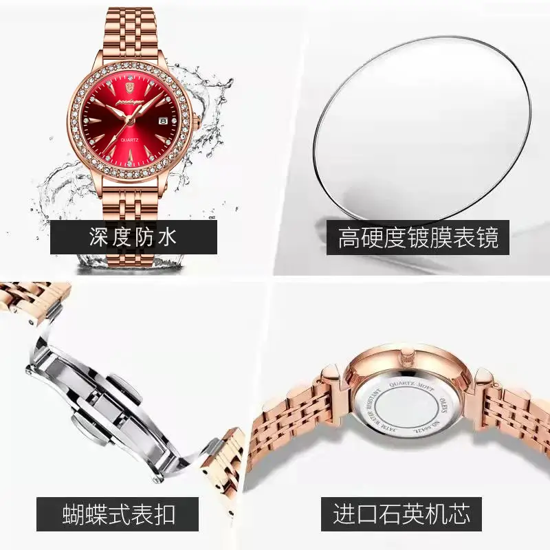 Ladies Rose Gold Quartz Watch with Crystal Band - Image 8