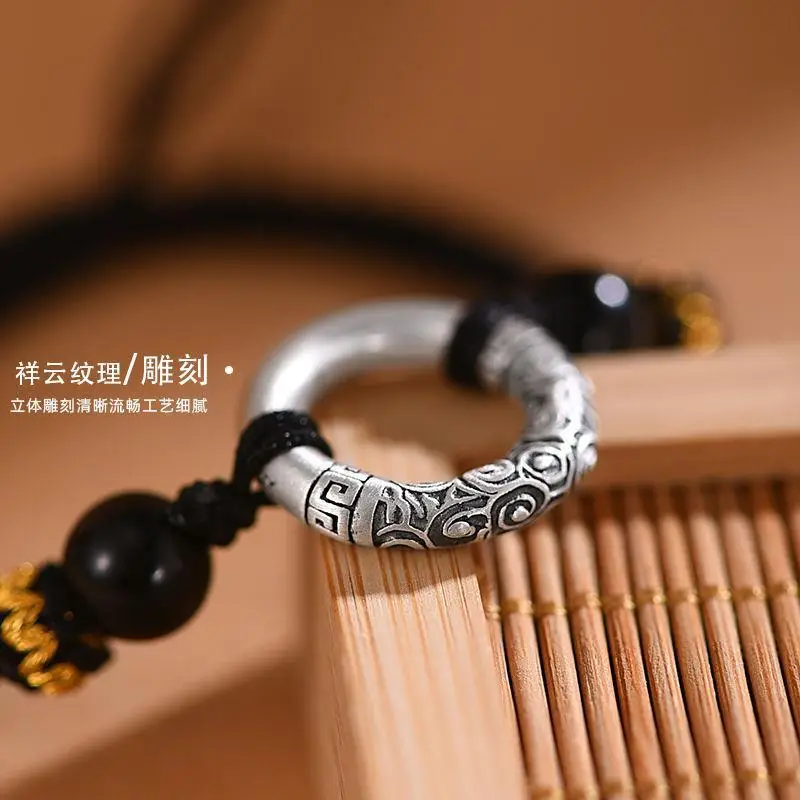 Xiangyun Silver Buckle Bracelet Men Women Adjustable Ethnic