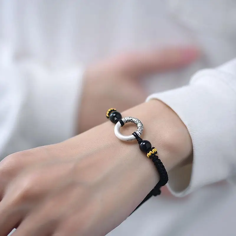Xiangyun Silver Buckle Bracelet Men Women Adjustable Ethnic