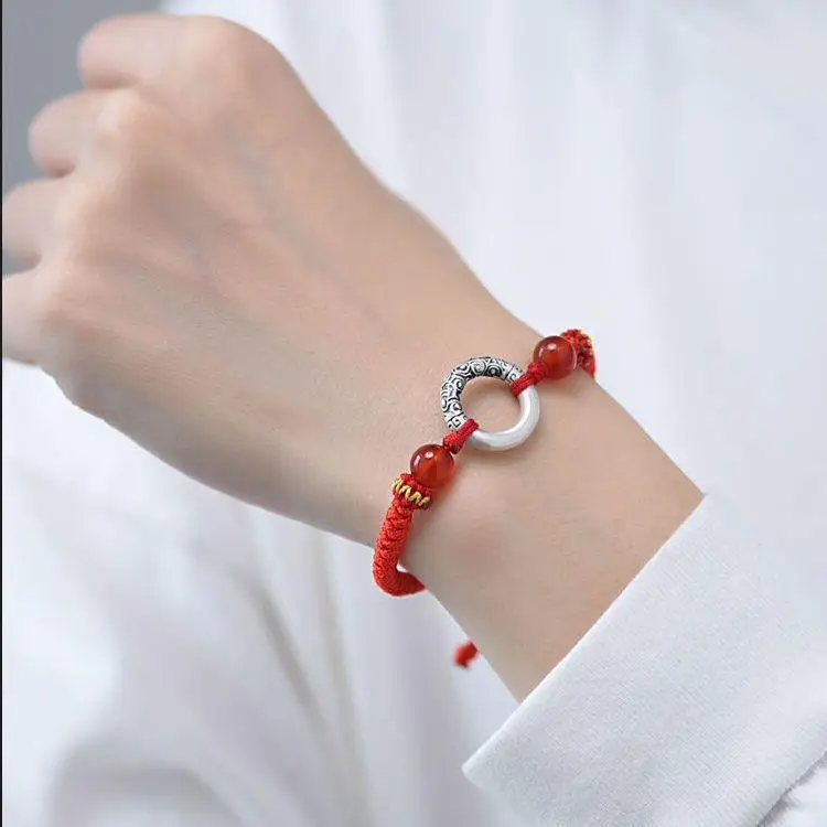 Xiangyun Silver Buckle Bracelet Men Women Adjustable Ethnic
