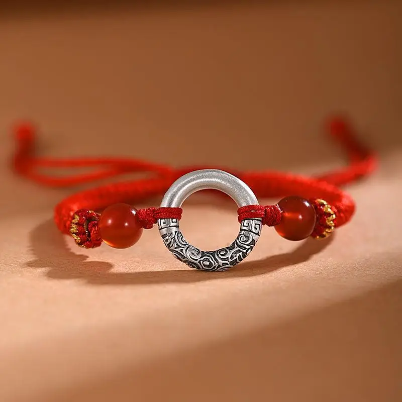 Xiangyun Silver Buckle Bracelet Men Women Adjustable Ethnic