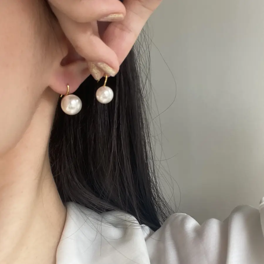 Pearl Earrings Gold Plated 925 Sterling Silver - Image 3