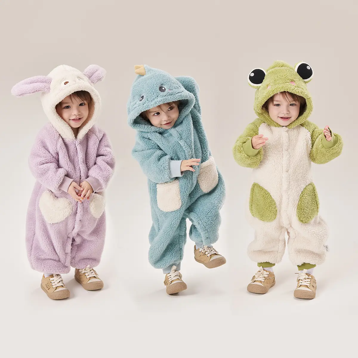 Baby Winter Hooded Jumpsuits Set of 3