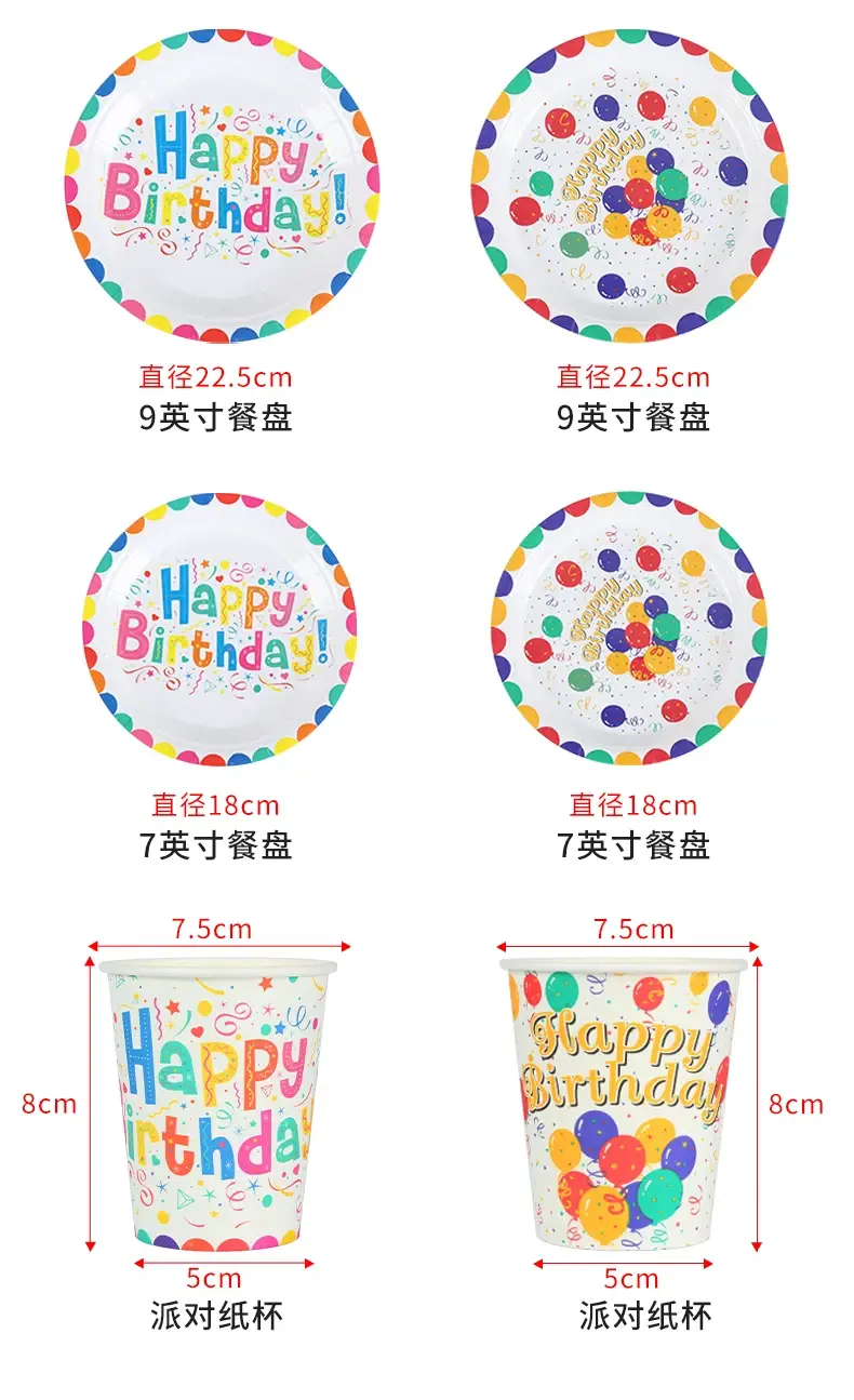 Disposable Cake Dinner Plates Balloons Birthday Party Decor Set — feature 8