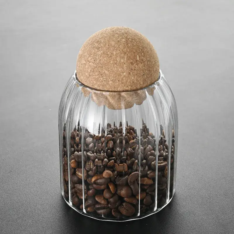Glass Storage Jar with Cork Seal for Kitchen Grains & Dried Fruits - Image 2