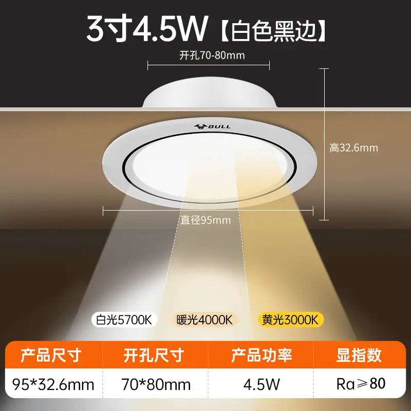 Bull Downlight 75cm Hole LED White 4.5W - Image 33