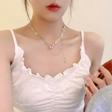 Pink Heart Diamond Necklace for Women Elegant 2024 — feature 1