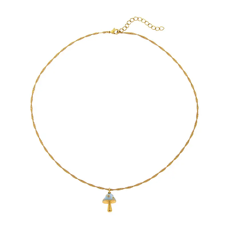 Copper Plated Kojyaki Clavicle Necklace with Blue Teardrop Pendant - Image 6