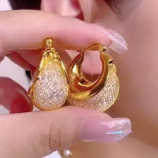 Golden Floral Stone Earrings for Women — feature 1