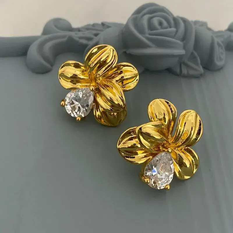 Golden Floral Stone Earrings for Women — feature 38
