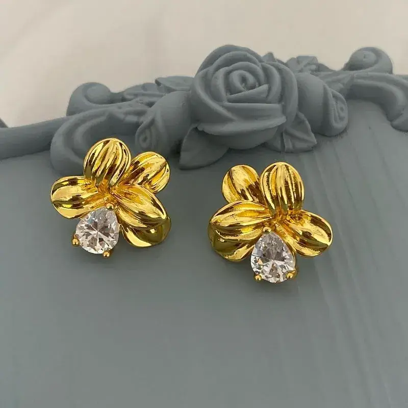 Golden Floral Stone Earrings for Women — feature 41