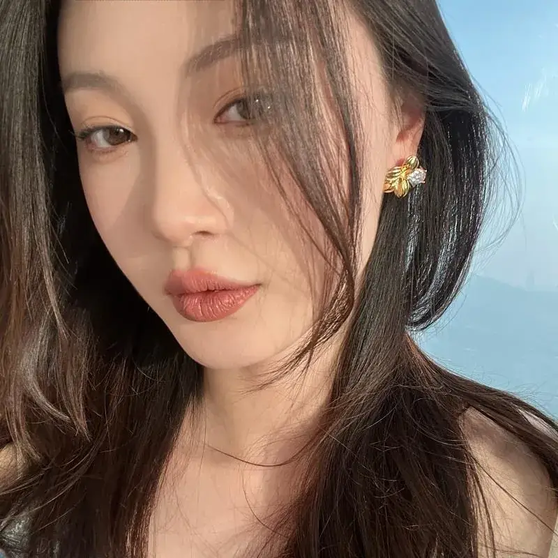 Golden Floral Stone Earrings for Women — feature 42