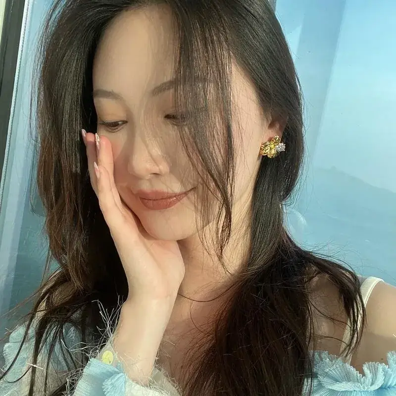 Golden Floral Stone Earrings for Women — feature 46