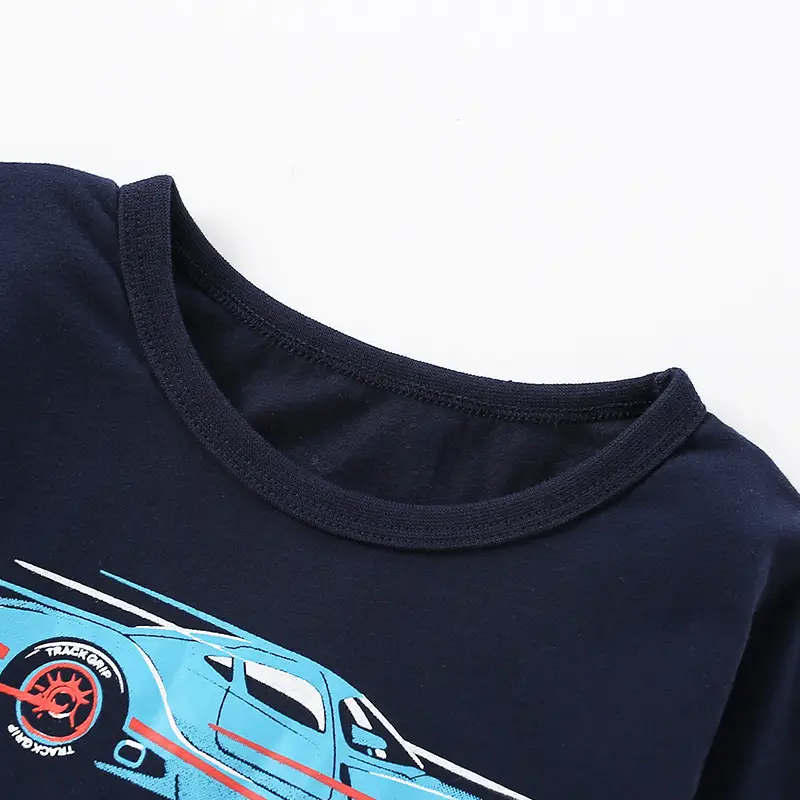 Men's Navy Blue Cotton T-Shirt Long Sleeve Spring Autumn - Image 2