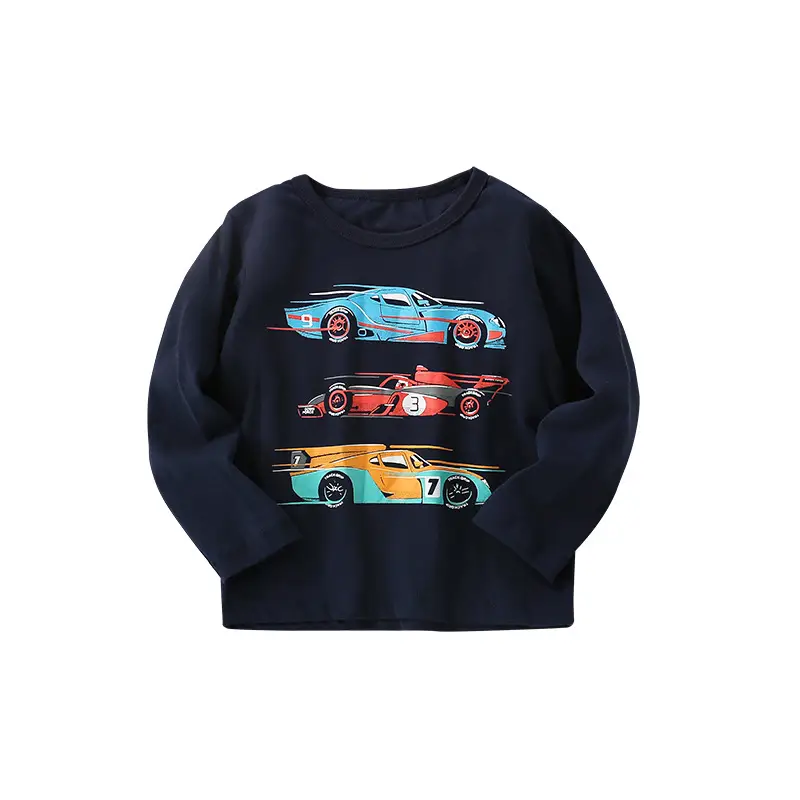 Men's Navy Blue Cotton T-Shirt Long Sleeve Spring Autumn - Image 5