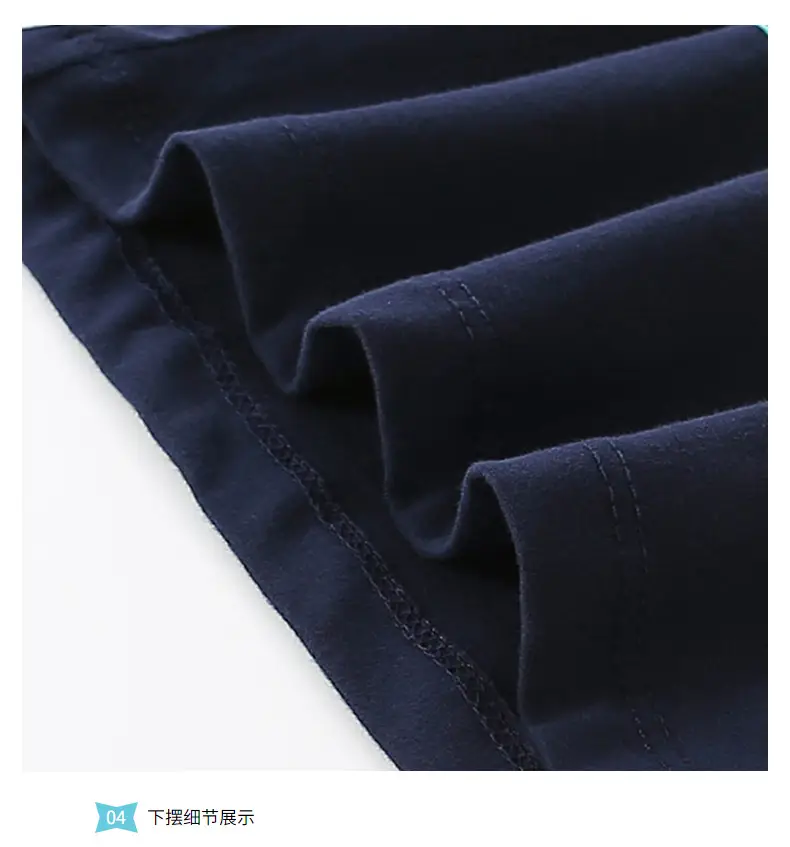 Men's Navy Blue Cotton T-Shirt Long Sleeve Spring Autumn — feature 9