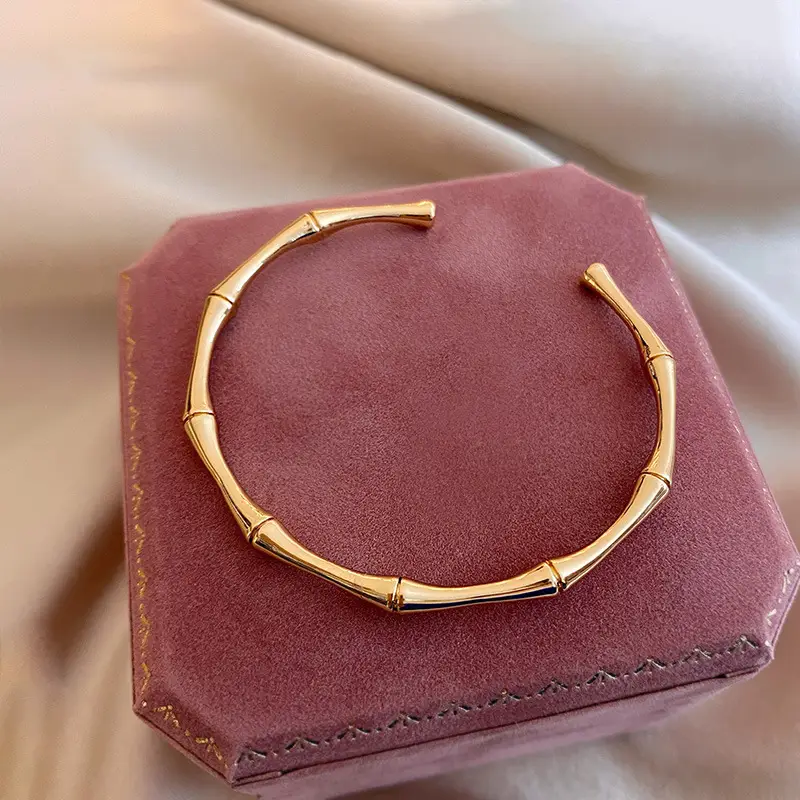 18K Gold Bamboo Titanium Steel Bracelet for Women - Image 3