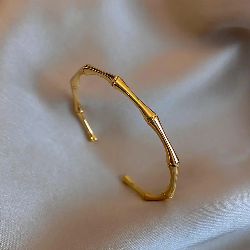 18K Gold Bamboo Titanium Steel Bracelet for Women - Image 6