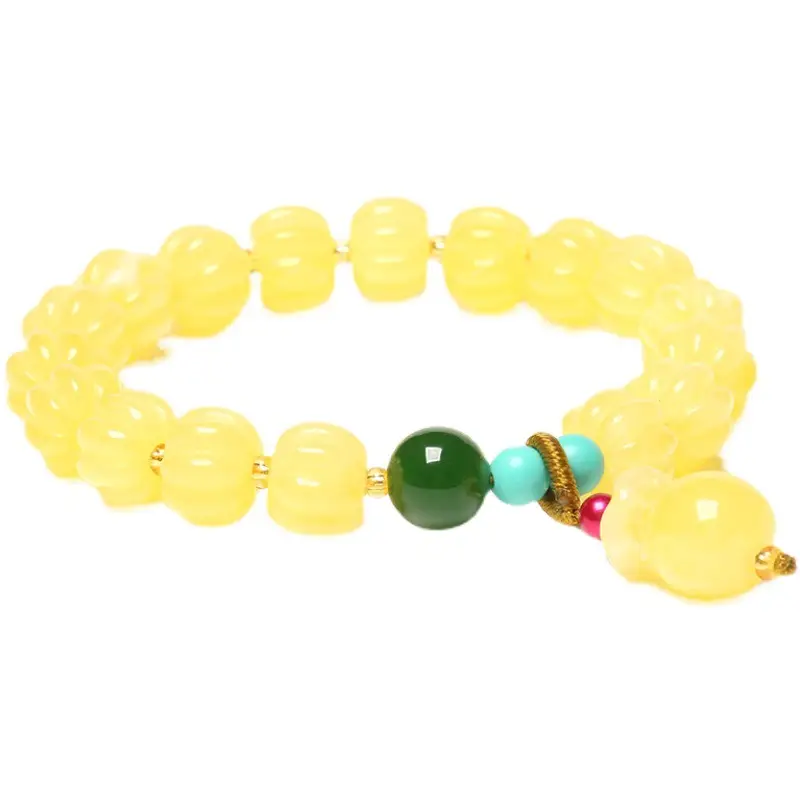 Yellow Pumpkin Bead Bracelet for Women - Image 5
