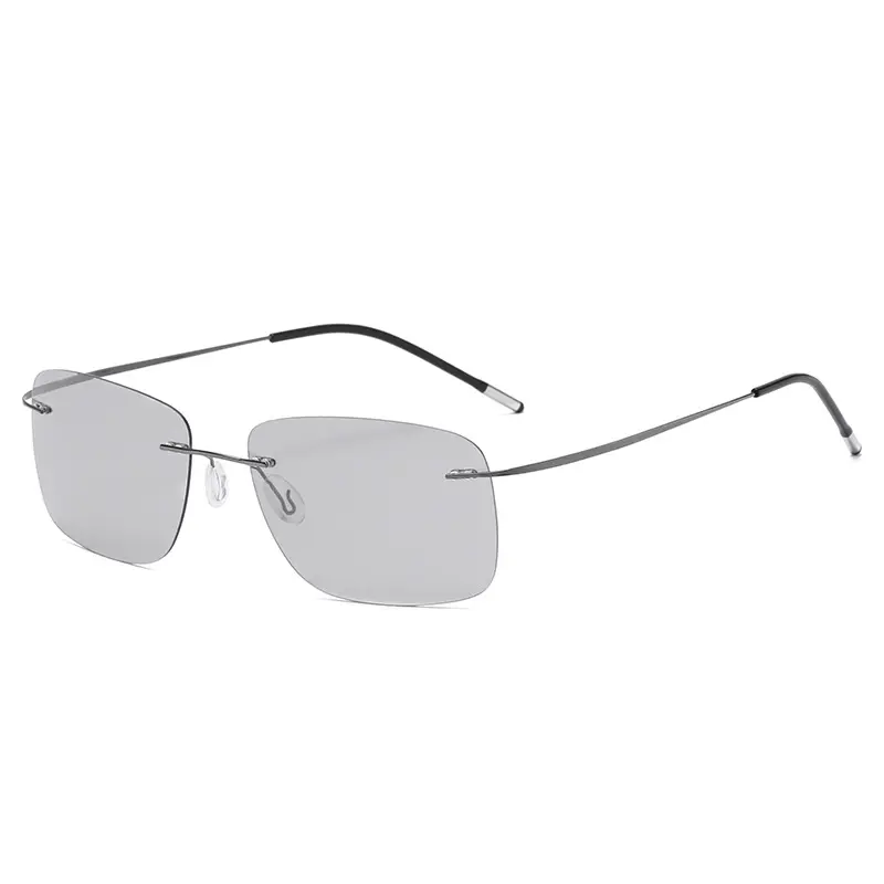 Men's Square Polarized Sunglasses Titanium Alloy Black