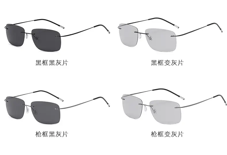 Men's Square Polarized Sunglasses Titanium Alloy Black — feature 13