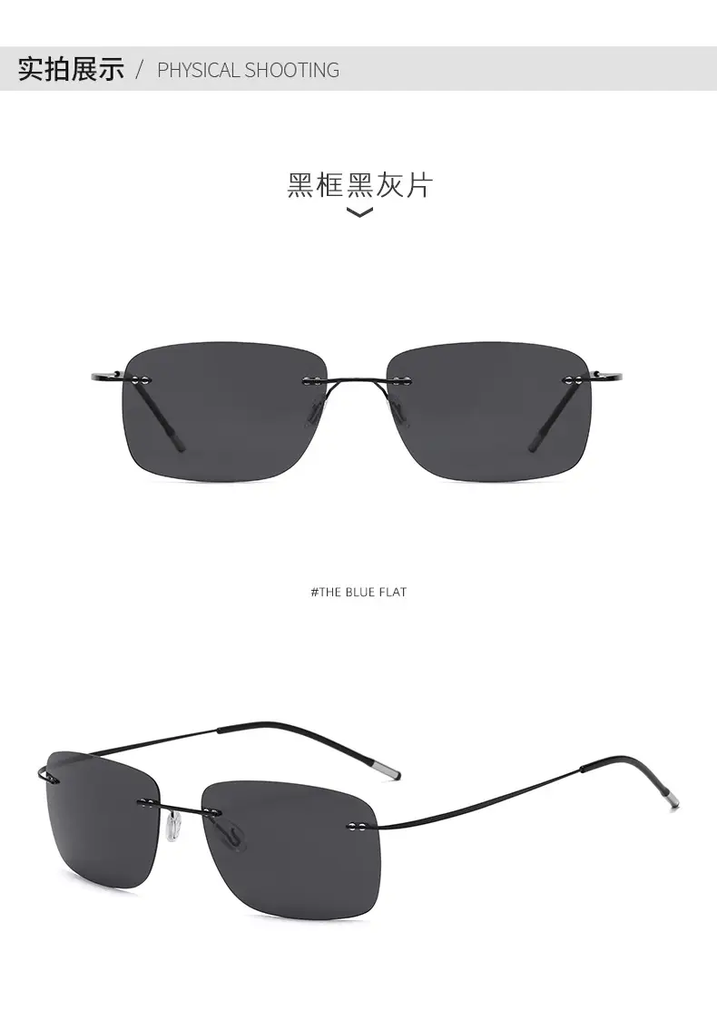 Men's Square Polarized Sunglasses Titanium Alloy Black — feature 17
