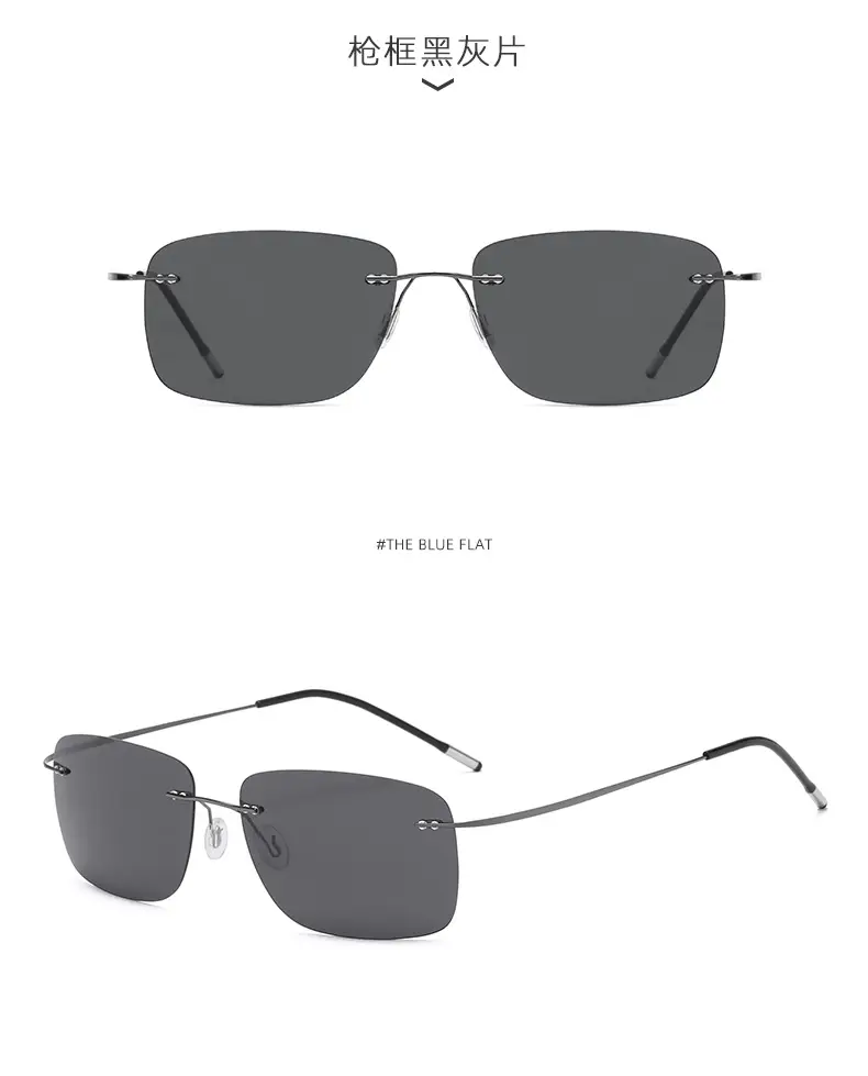 Men's Square Polarized Sunglasses Titanium Alloy Black — feature 19