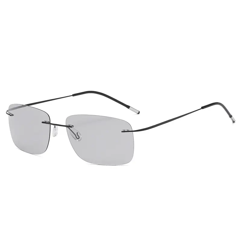 Men's Square Polarized Sunglasses Titanium Alloy Black