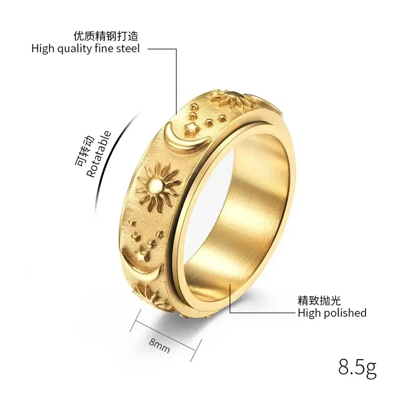 Titanium Steel Cast Ring Rotatable Decompression Hand Jewelry - Image 6