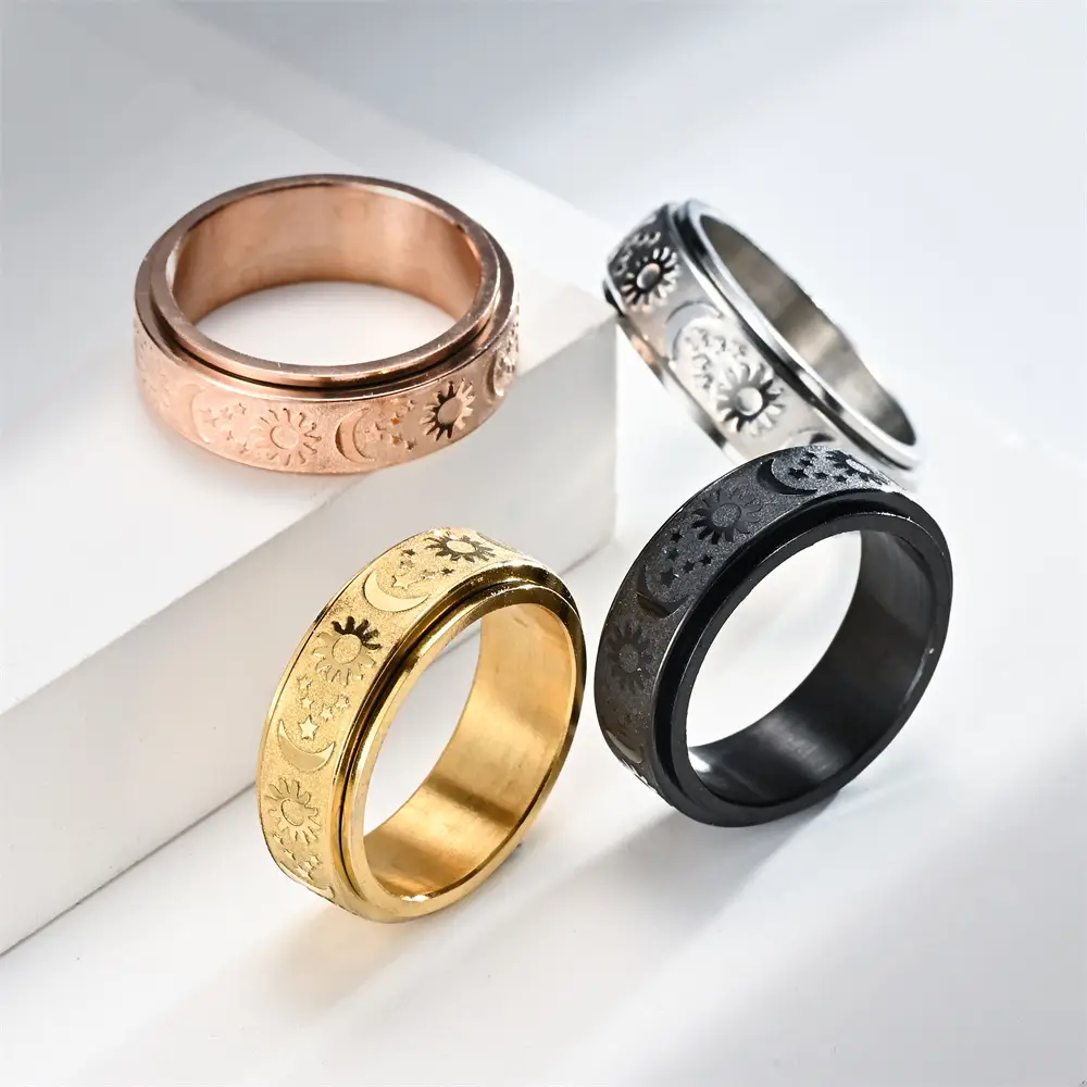Titanium Steel Cast Ring Rotatable Decompression Hand Jewelry - Image 8