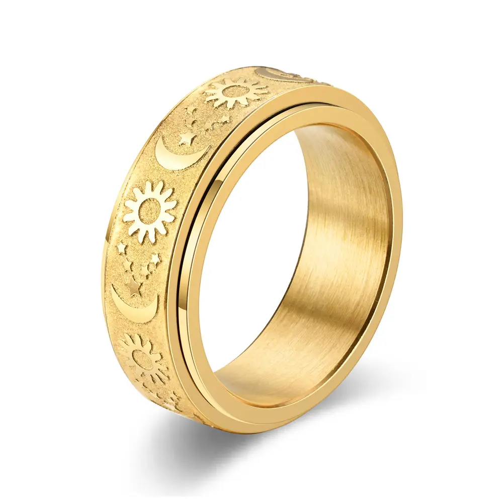 Titanium Steel Cast Ring Rotatable Decompression Hand Jewelry — feature 11