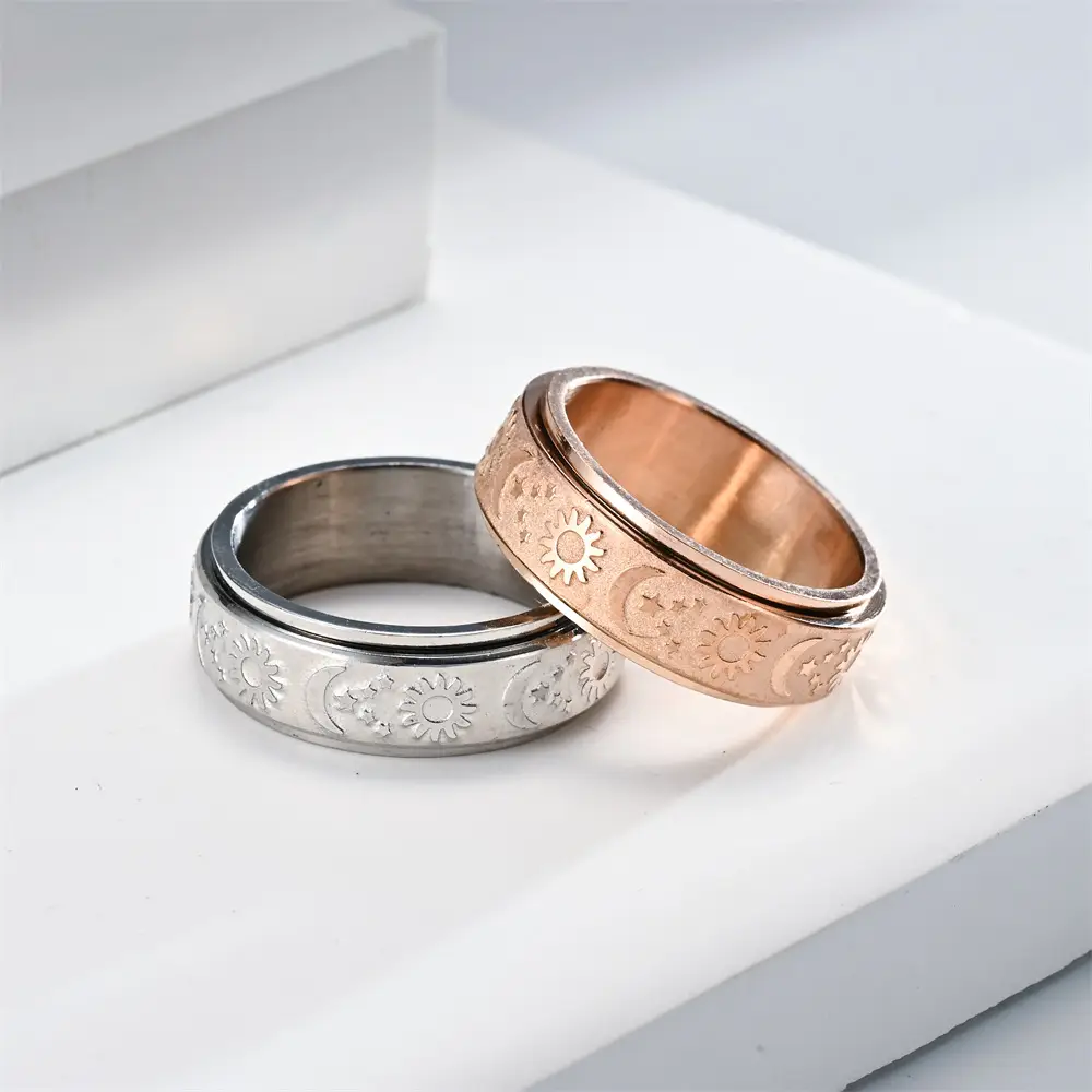 Titanium Steel Cast Ring Rotatable Decompression Hand Jewelry — feature 17
