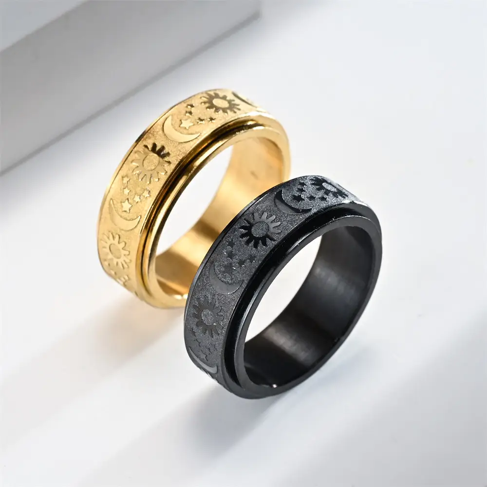 Titanium Steel Cast Ring Rotatable Decompression Hand Jewelry — feature 2