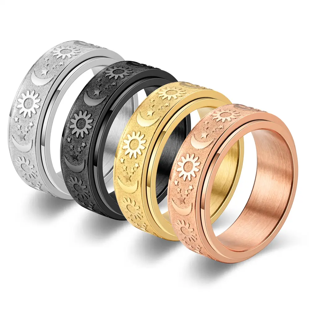 Titanium Steel Cast Ring Rotatable Decompression Hand Jewelry — feature 5