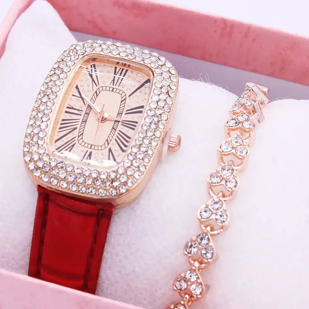 Women's Gold Watch & Bracelet Set Waterproof Black Dial - Image 25