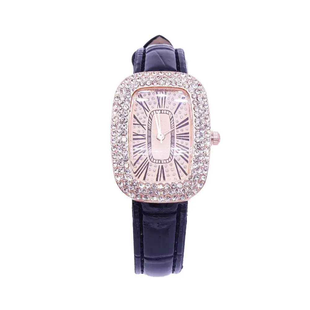 Women's Gold Watch & Bracelet Set Waterproof Black Dial - Image 6