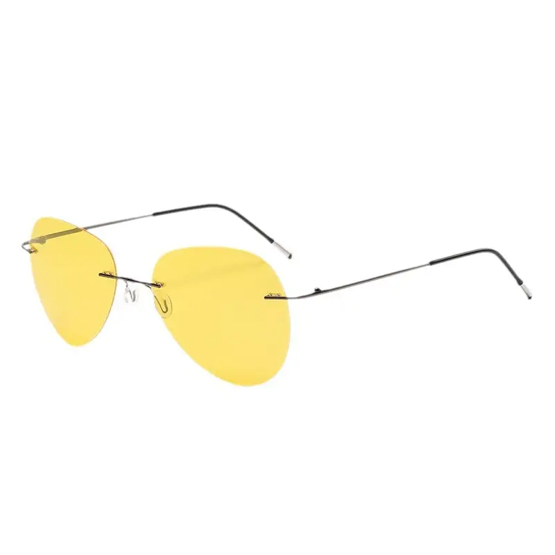 Memory Titanium Rimless Sunglasses Men Blue Polarized