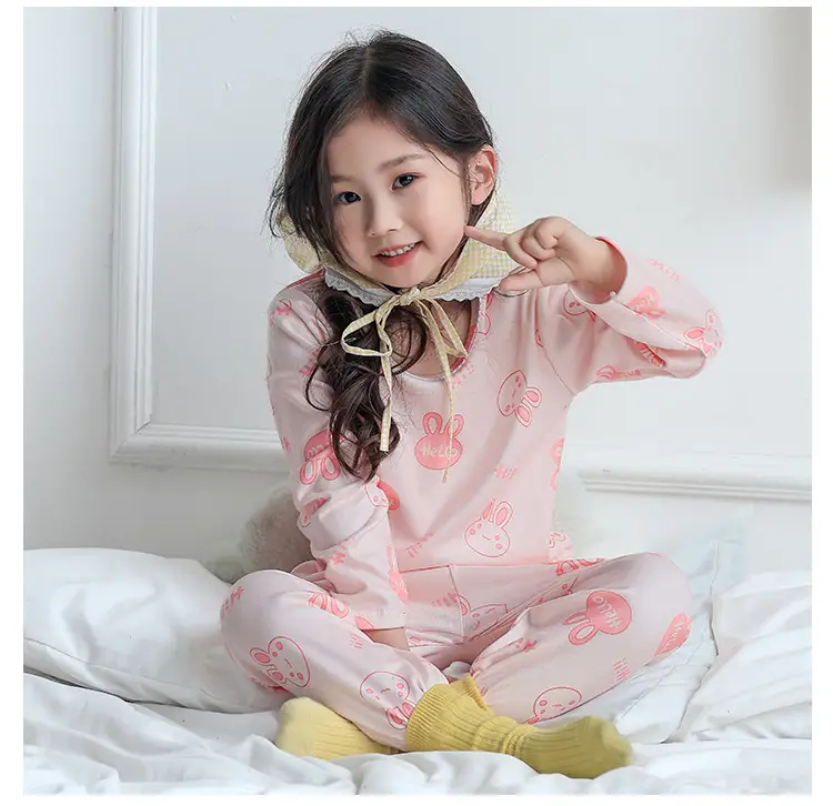 Children's Velvet Pajamas Set White Blue Heart Print — feature 12