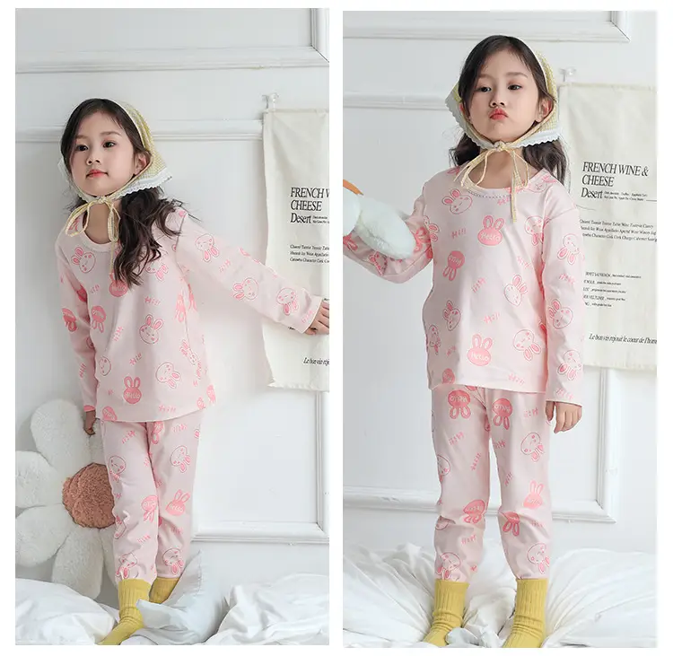 Children's Velvet Pajamas Set White Blue Heart Print — feature 13