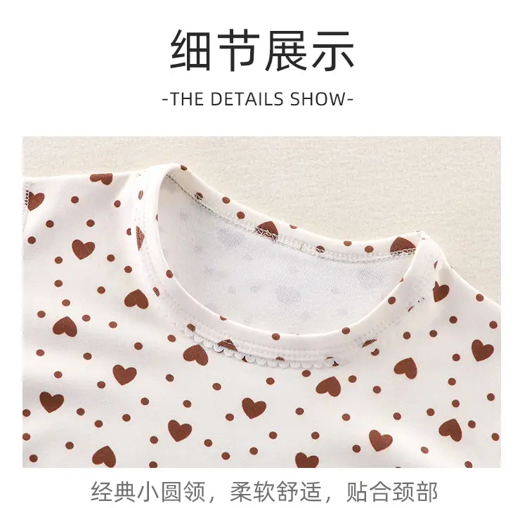 Children's Velvet Pajamas Set White Blue Heart Print — feature 18