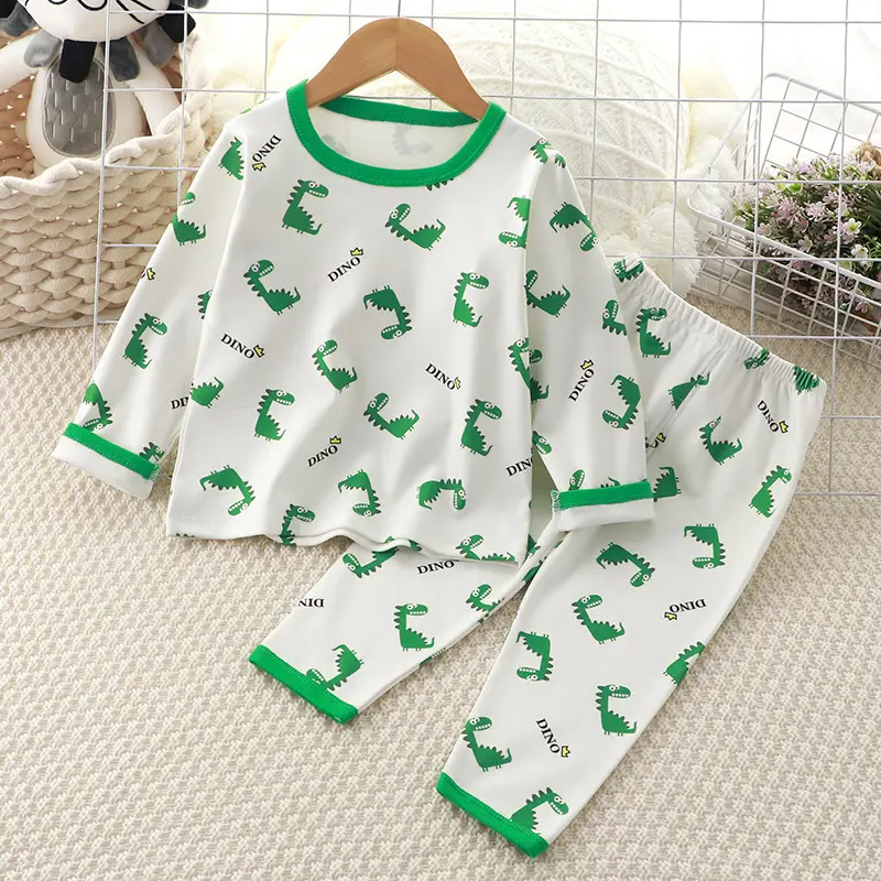 Children's Velvet Pajamas Set White Blue Heart Print - Image 5