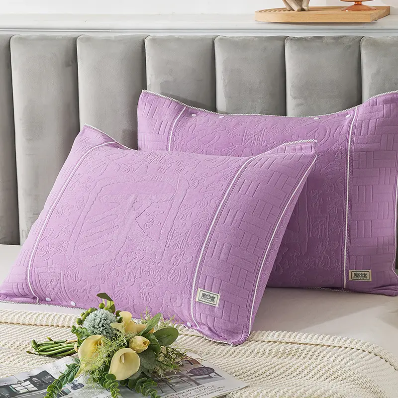 Cotton Gauze Pillowcase Purple Snap-Fixed All-Season - Image 5