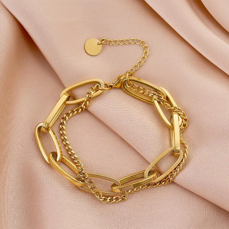 Titanium Steel Gold Chain Pendant Bracelet for Women - Image 3