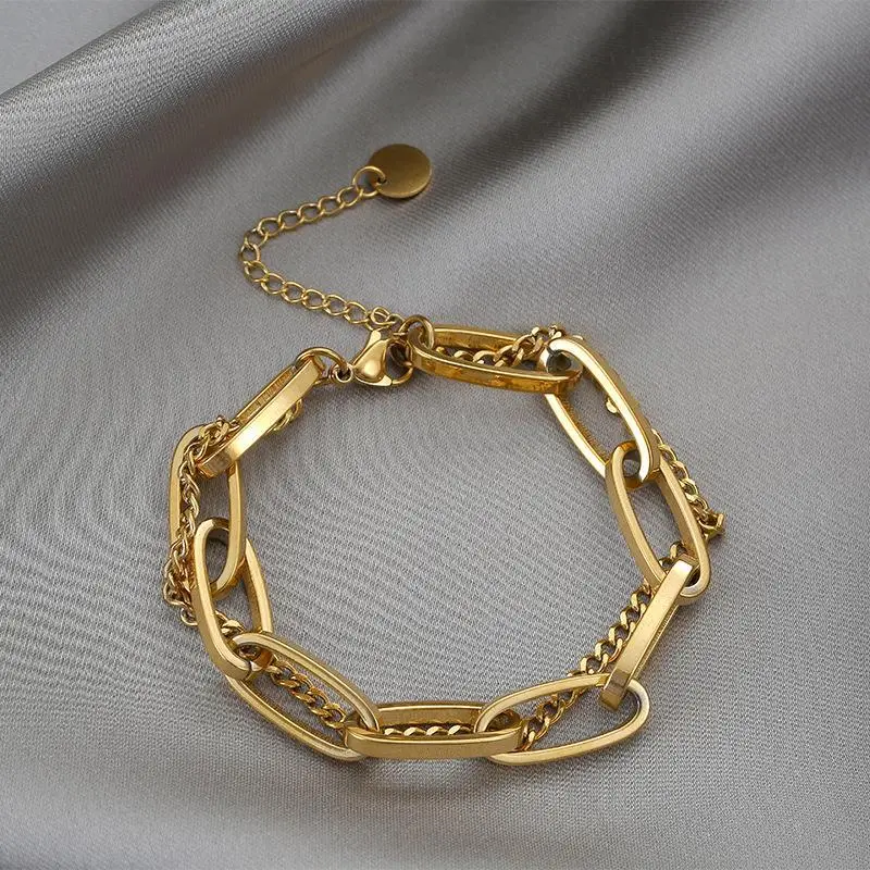 Titanium Steel Gold Chain Pendant Bracelet for Women - Image 4