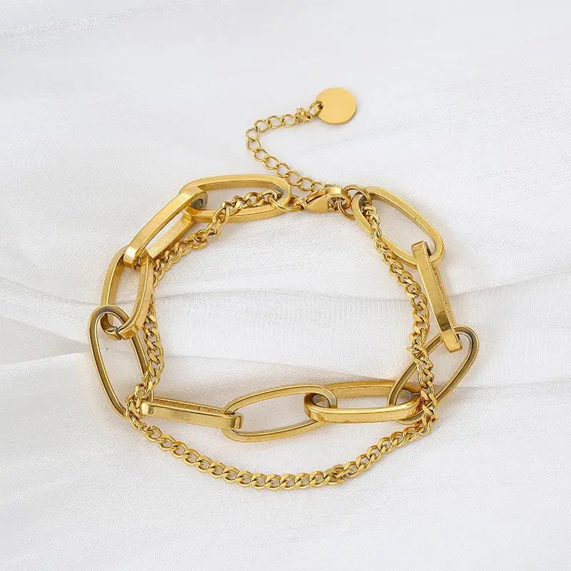 Titanium Steel Gold Chain Pendant Bracelet for Women - Image 5