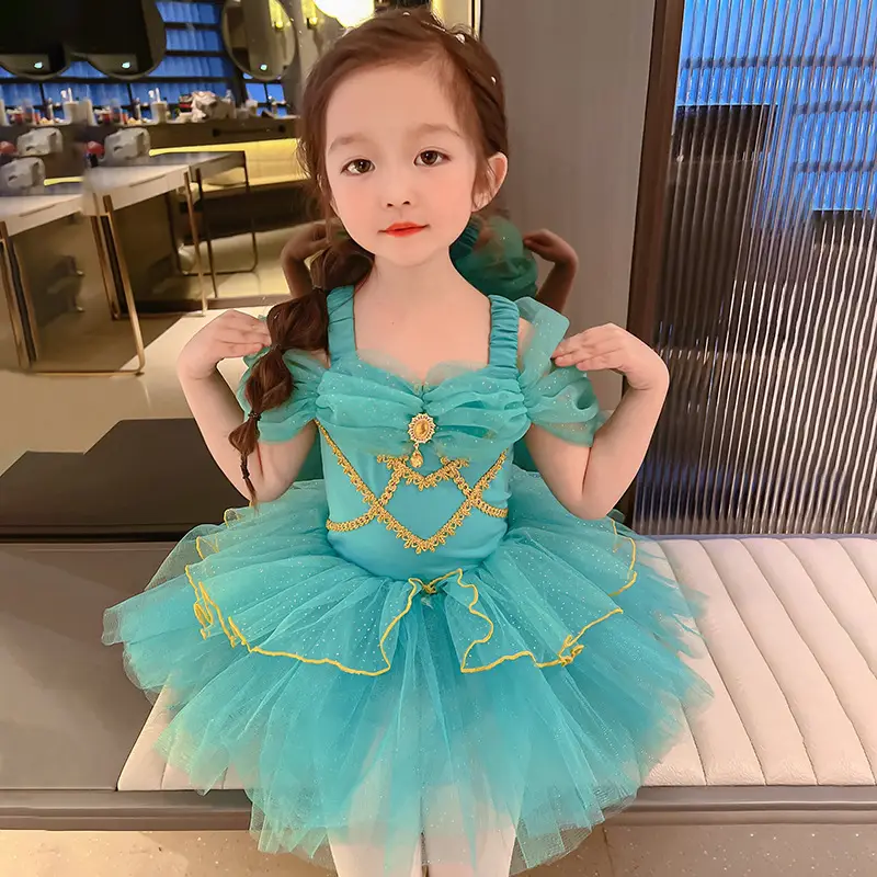 Turquoise Princess Ballet Kids Dress Mesh Tulle - Image 5