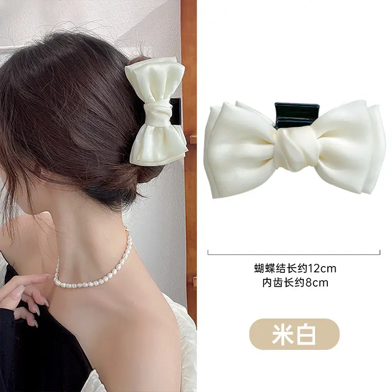 Black Velvet Bow Hairpin with Pearl Embellishment - Image 4
