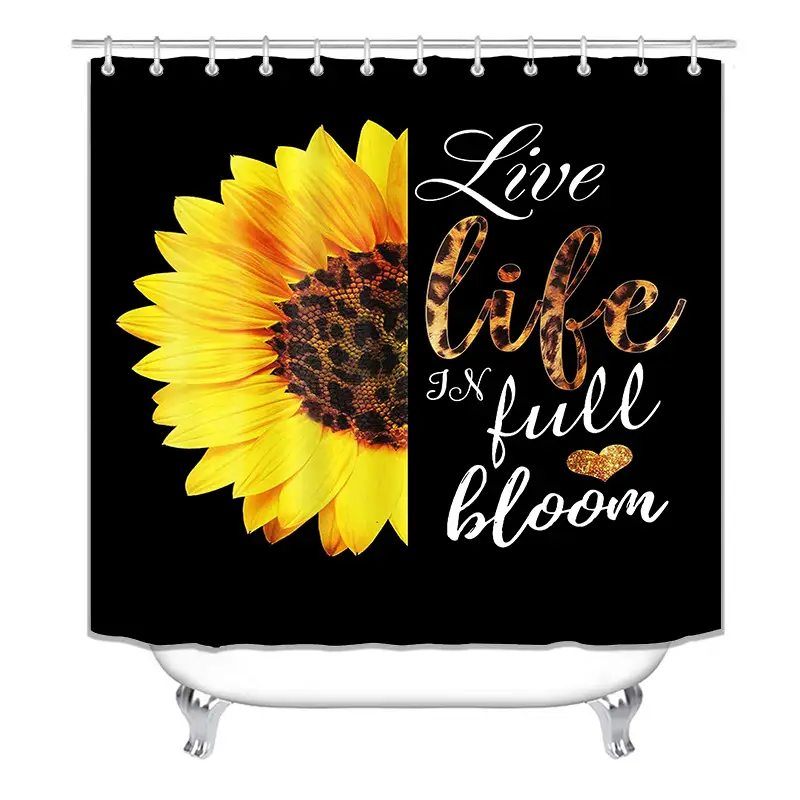 Sunflower Butterfly Shower Curtain Four-Piece Set Waterproof - Image 13
