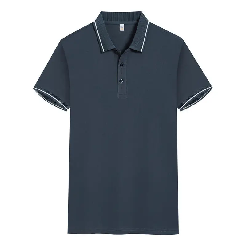 Light Blue Polo Shirt with White Trim for Men - Image 21